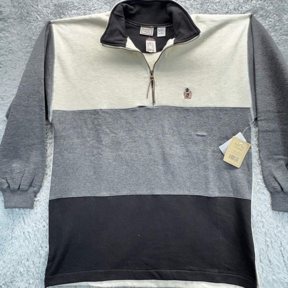 Vintage Bugle Boy 90s Y2K 1/4 Zip Pullover XL Colorblock Fleece Lined NWT NOS - Picture 11 of 11